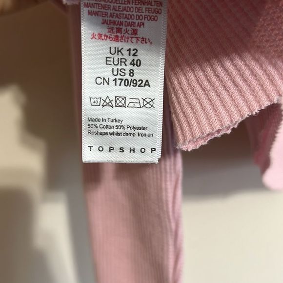 TopShop Pink Waffle Long Sleeve Crop T-Shirt - Picture 5 of 5